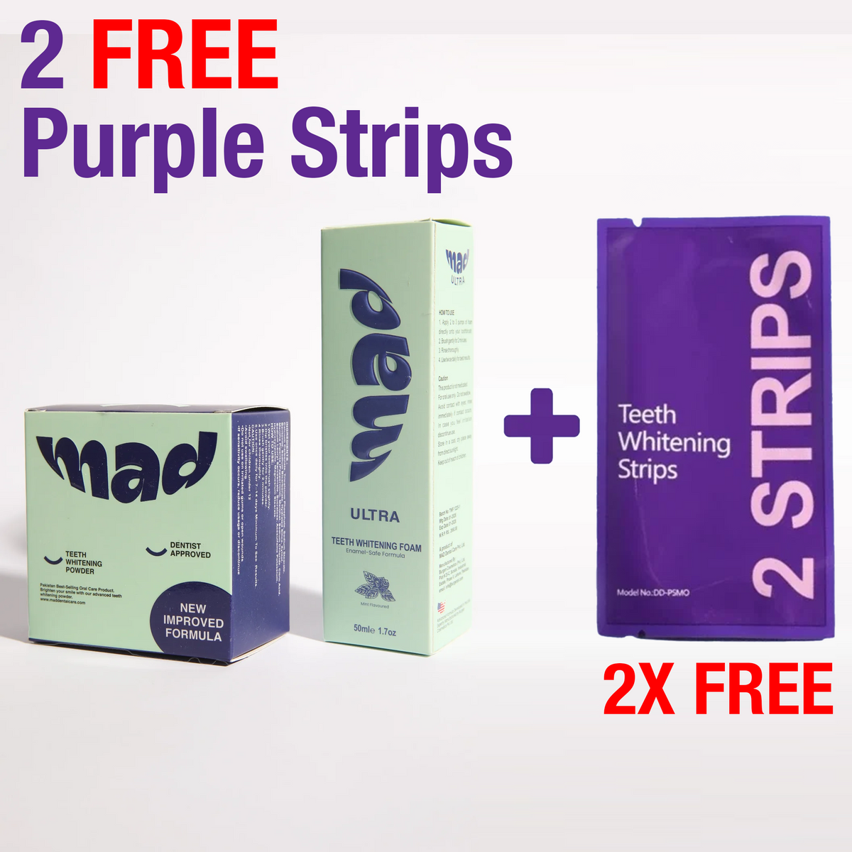 Pack of Two + Free Purple Teeth Whitening Strips , 3 in one get 40% off on this Deal, 🔥 EXCLUSIVE BUNDLE DEAL🔥